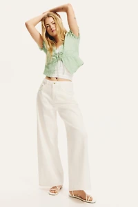 Crinkled Tie-Front Top