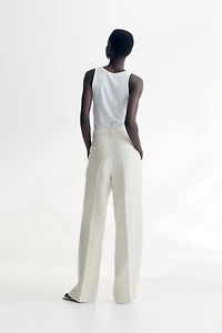 Wide-Leg Linen-Blend Pants