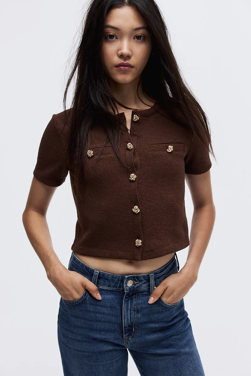 Textured jersey cardigan