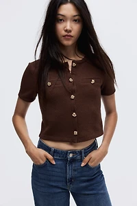 Textured jersey cardigan