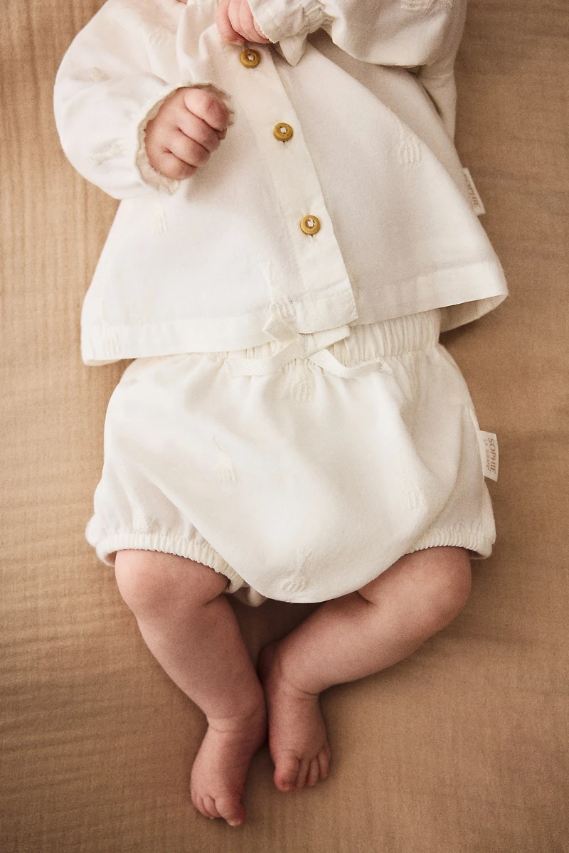 2-Piece Embroidered-Detail Cotton Set