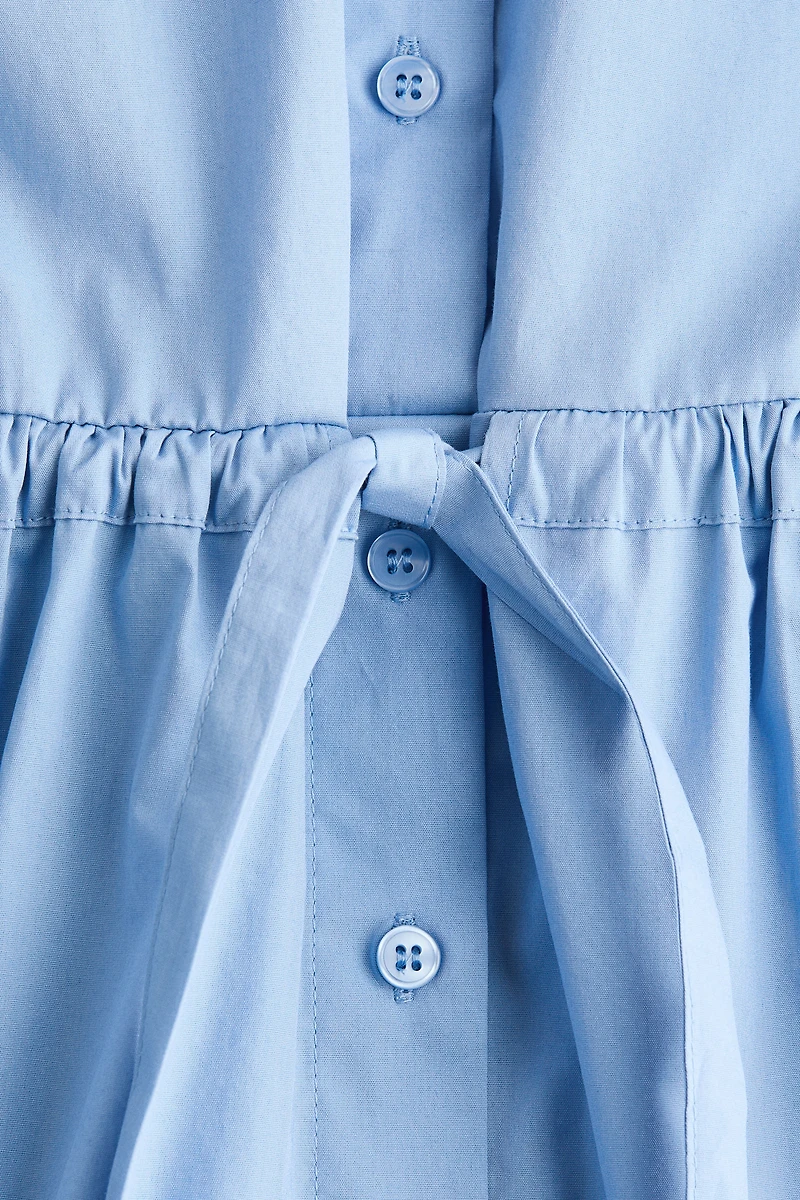 Robe chemise en popeline avec cordon de serrage
