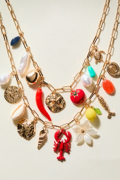 Collier à deux rangs avec breloques