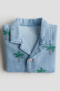 Embroidered-Detail Denim Shirt