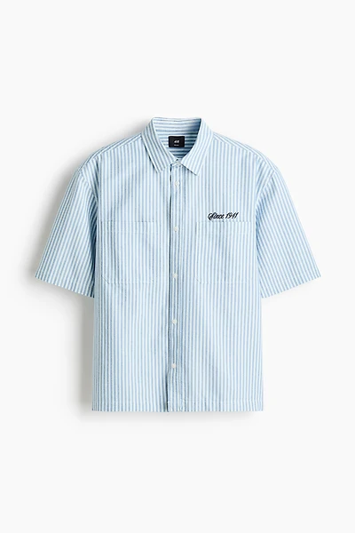 Relaxed-Fit Embroidered-Motif Cotton Shirt