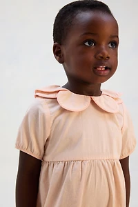 Petal-Collar Cotton Romper Suit
