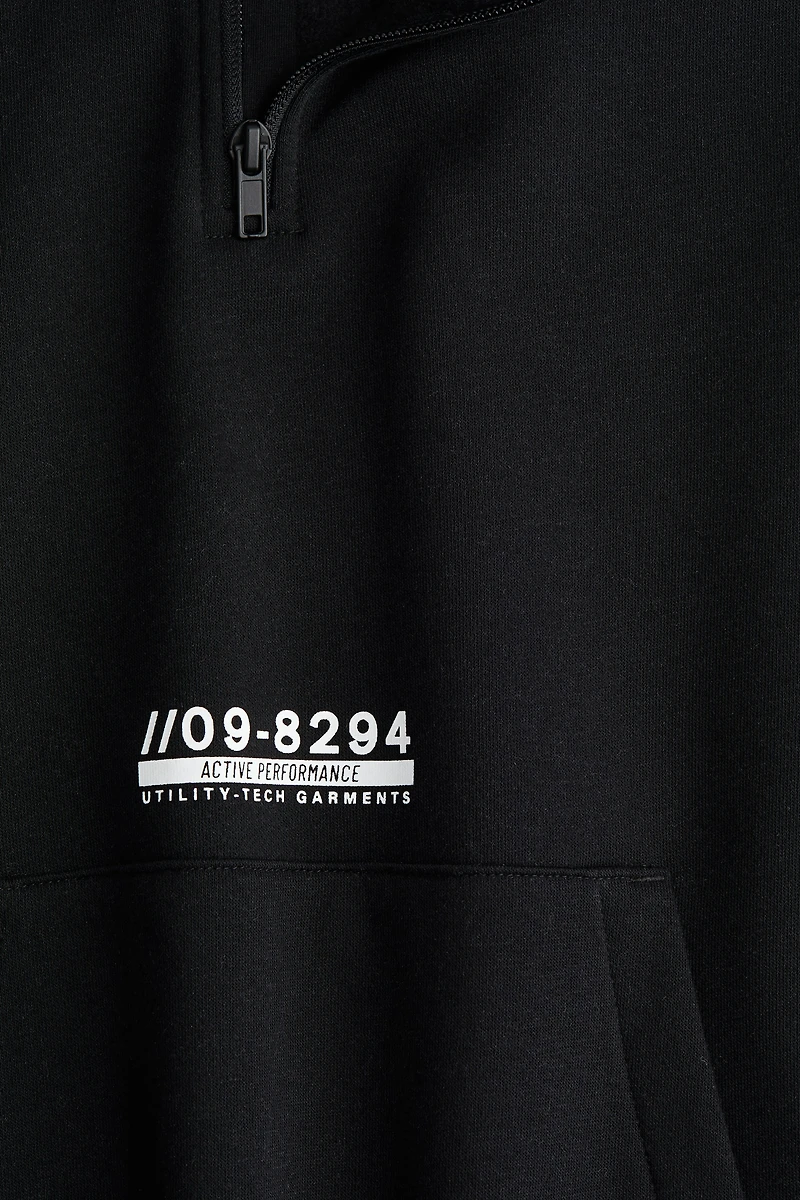 Brushed-Inside Half-Zip Hoodie