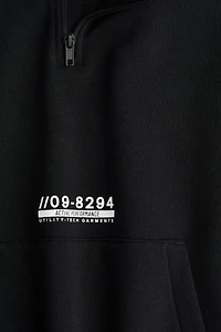 Brushed-Inside Half-Zip Hoodie
