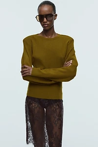 Rib-Knit Shoulder-Pad Top