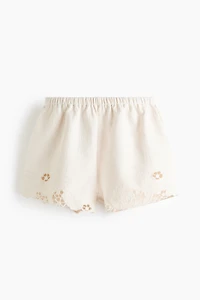 Cotton Shorts with Eyelet Embroidery
