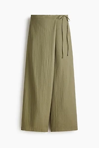 Linen-Blend Wrapover Pants