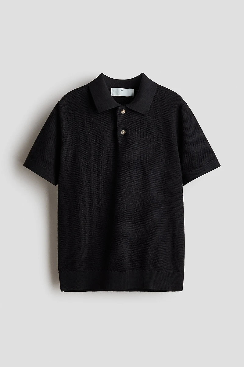 Waffle-Knit Polo Shirt