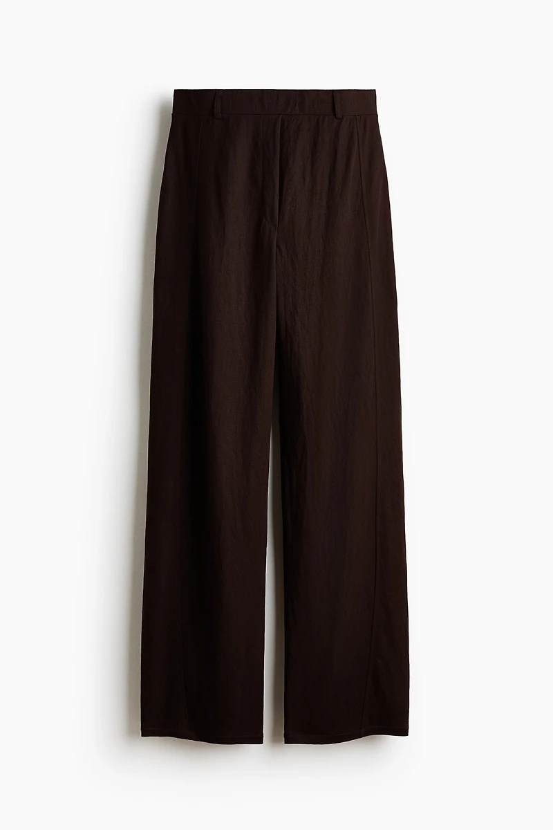 Viscose-Blend Barrel-Leg Pants