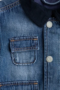 Denim Jacket with Corduroy Collar