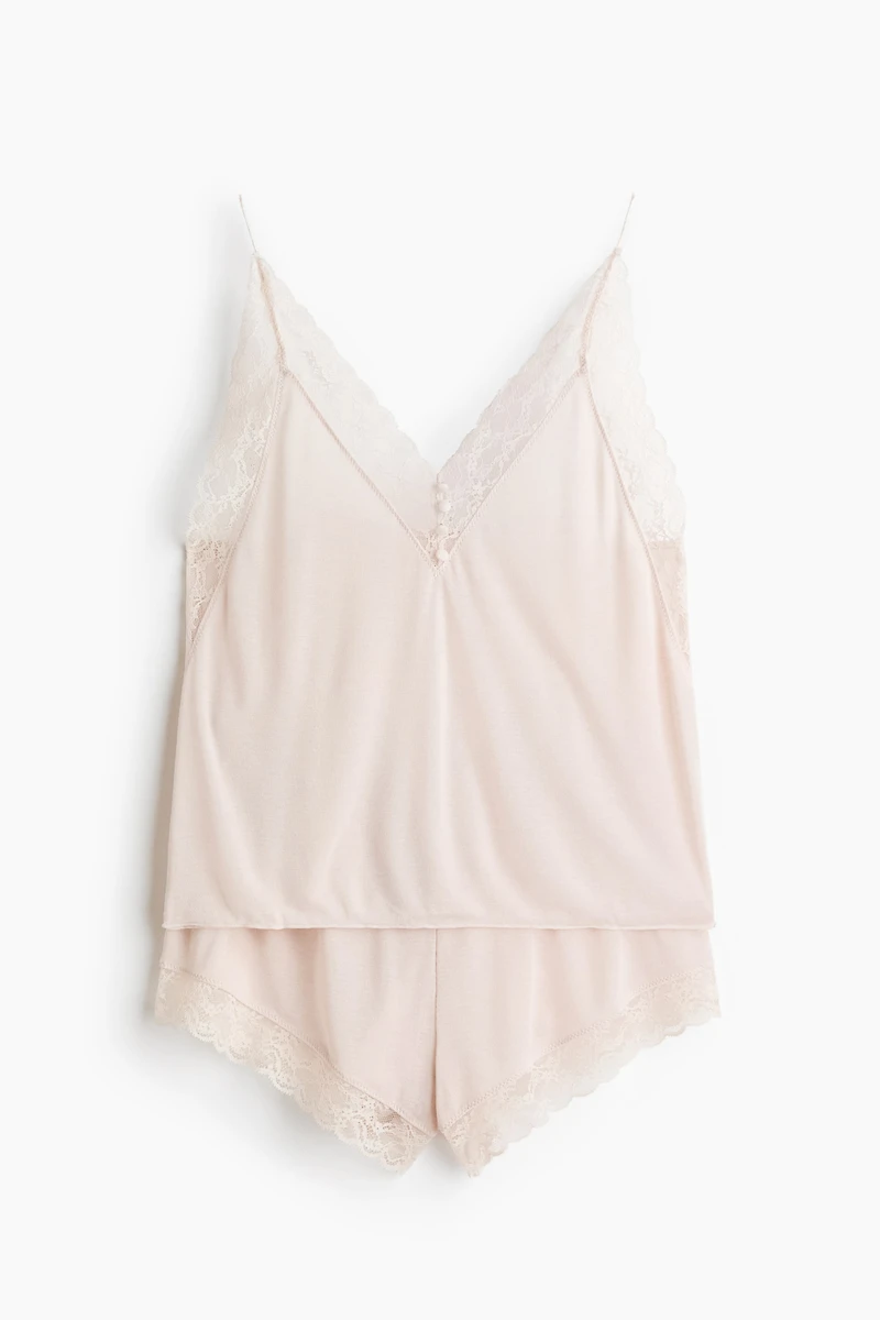 Pyjama en viscose mélangée avec dentelle