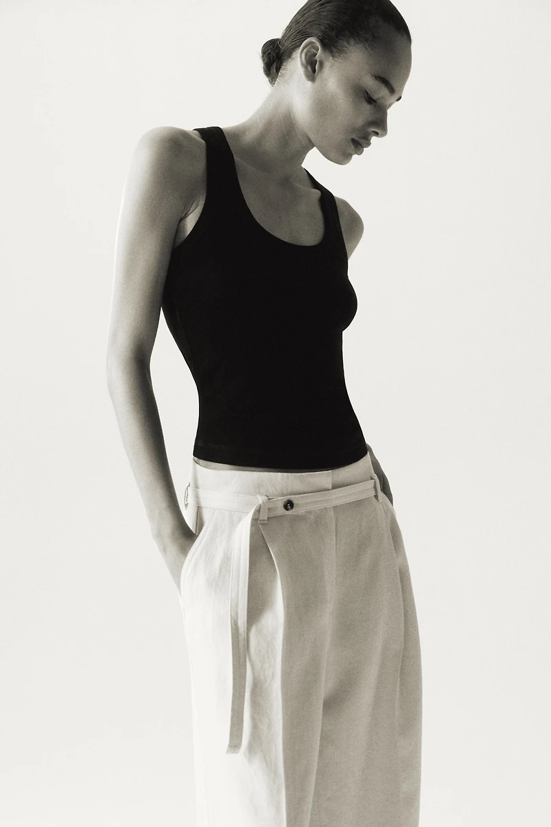 Wide-Leg Pants with Belt