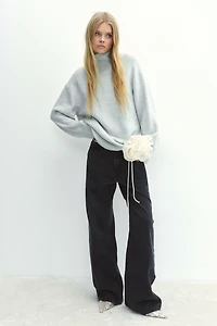 Fine-Knit Mock Turtleneck Sweater