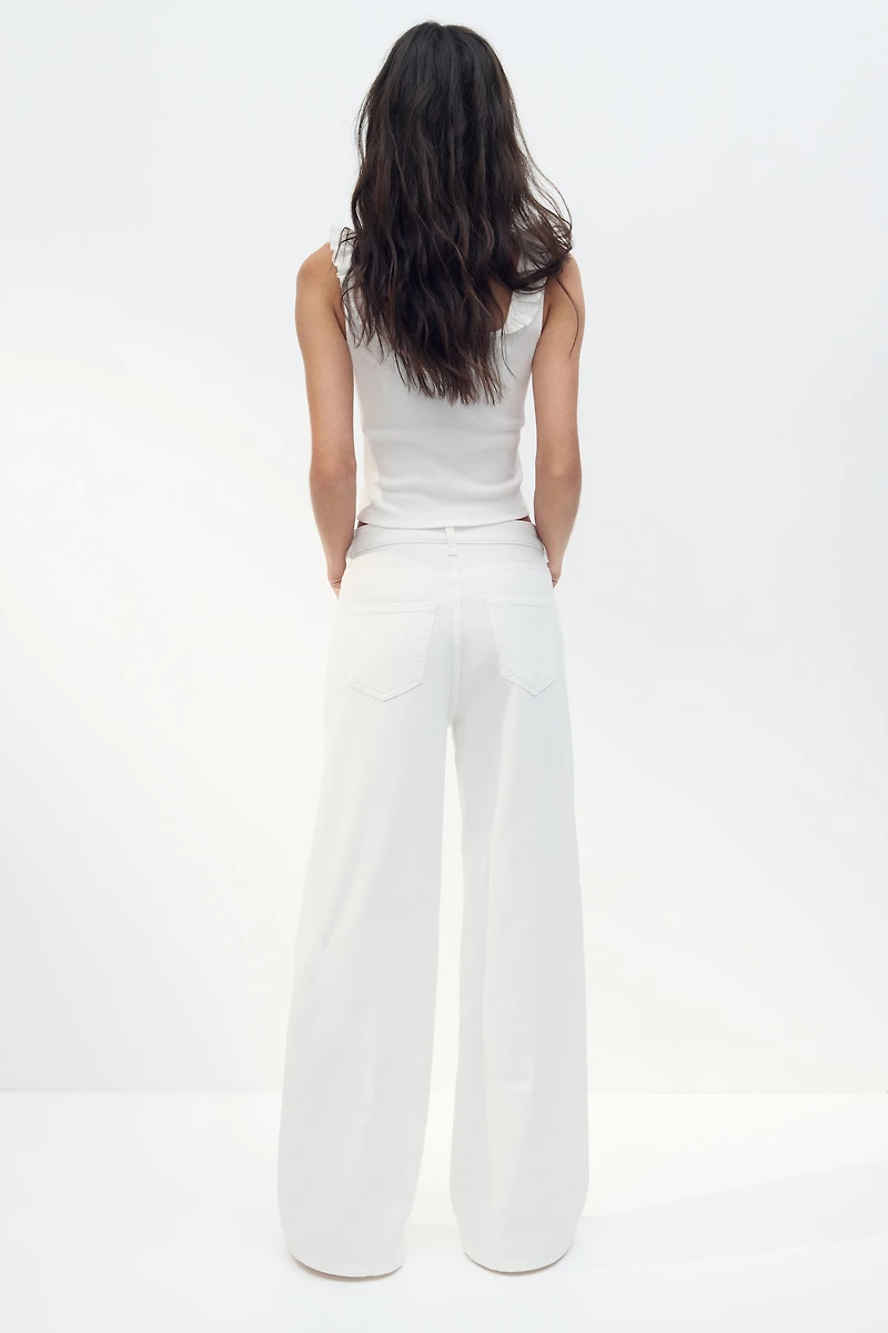Pants with Eyelet Embroidery