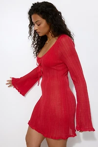 Robe de plage en tricot côtelé