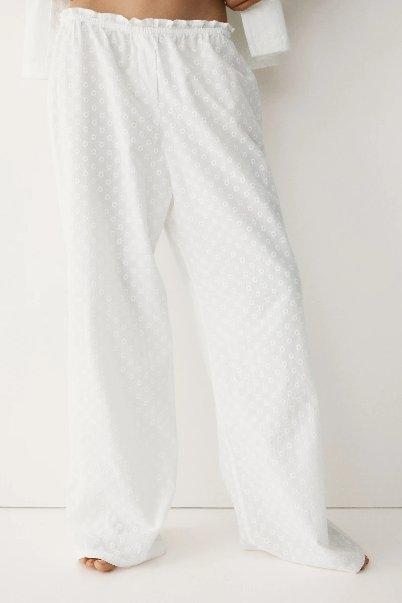 Embroidered Cotton Pajama Pants