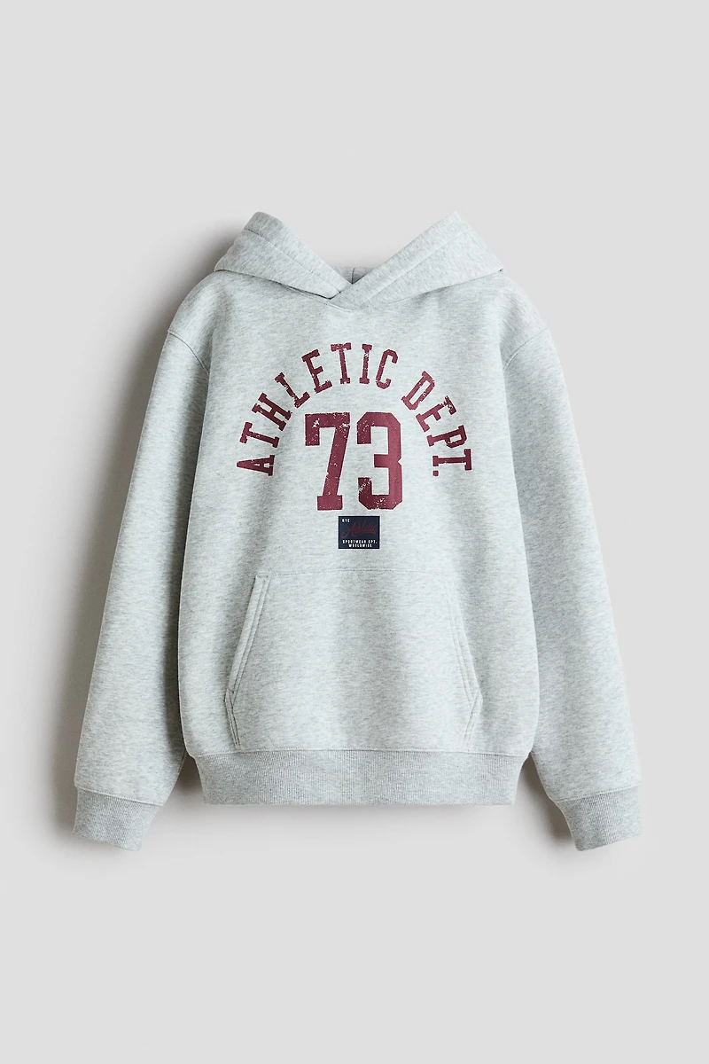 Print-Motif Brushed-Inside Hoodie