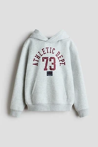 Print-Motif Brushed-Inside Hoodie