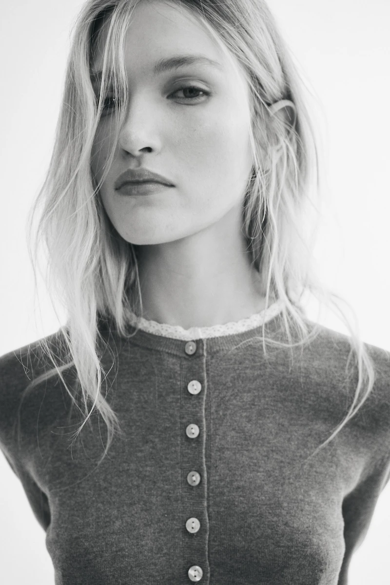 Lace-Trimmed Cardigan