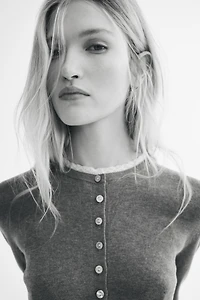 Lace-Trimmed Cardigan