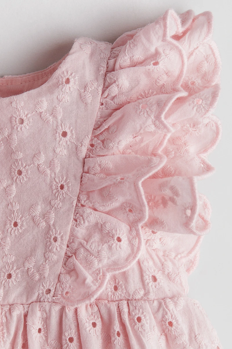 Ruffled Eyelet-Embroidered Dress