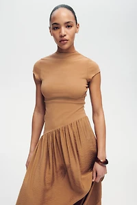 Asymmetric Dual-Fabric Dress