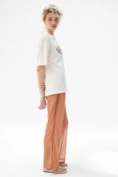 Pantalon à taille élastique avec perles fantaisie
