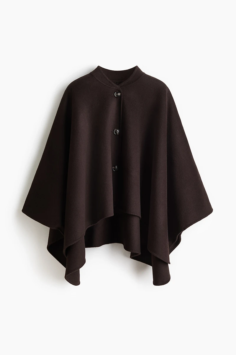Wool-Blend Cape Jacket