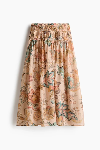 Flared Smock-Detail Skirt