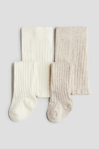 Lot de 2 collants en tricot côtelé