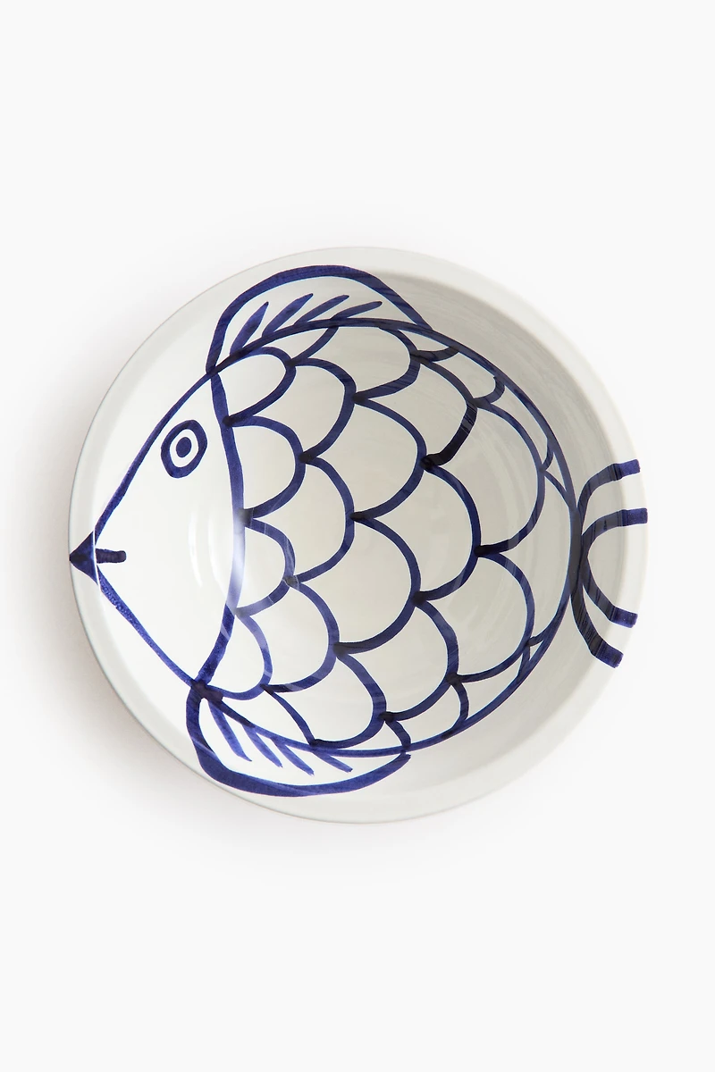 Hand-Painted Terracotta Serving Bowl
