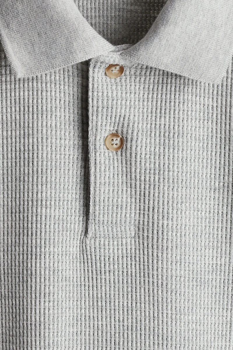 Waffled Jersey Polo Shirt