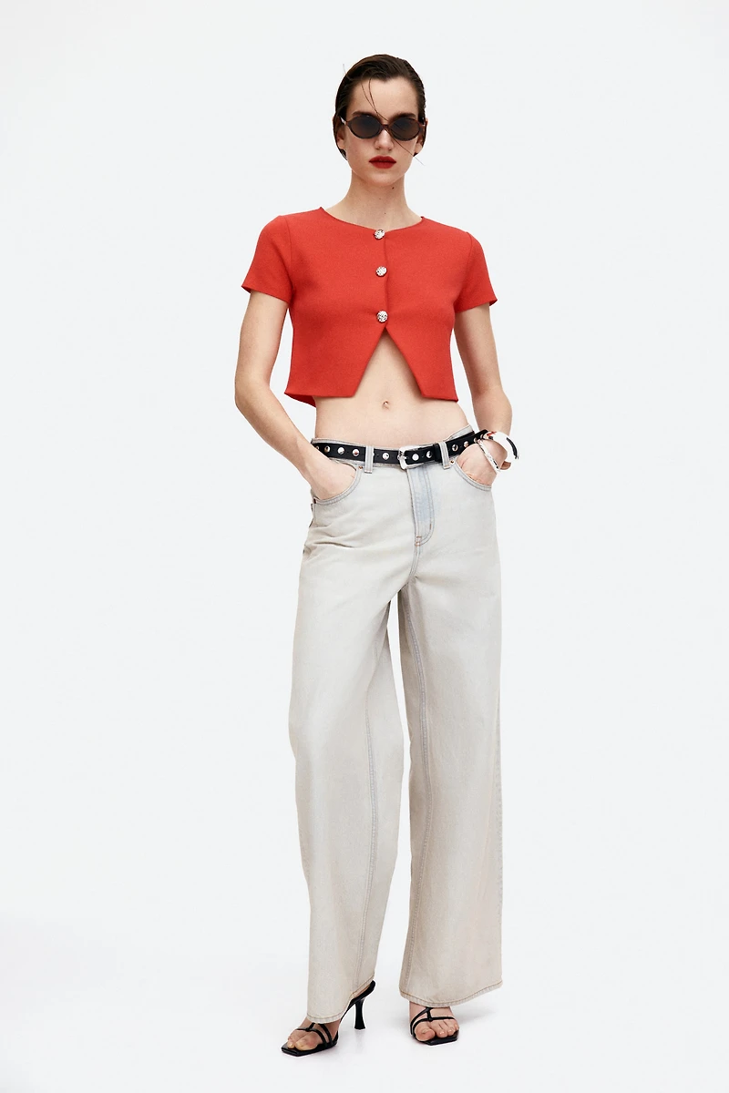 Short-Sleeved Jersey Cardigan