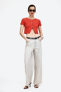 Short-Sleeved Jersey Cardigan