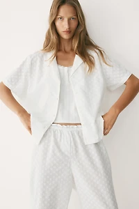 Embroidered Cotton Pajama Pants