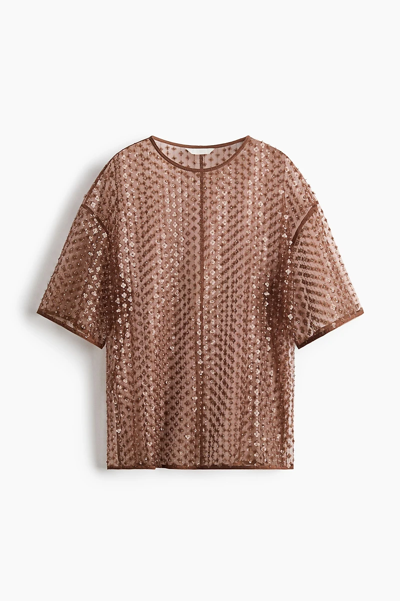 Sequined Mesh Top