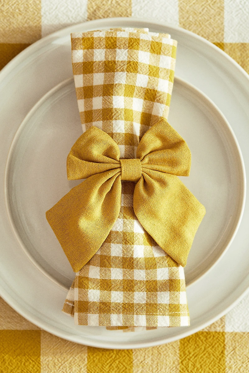 Lot de 4 ronds de serviette avec nœud