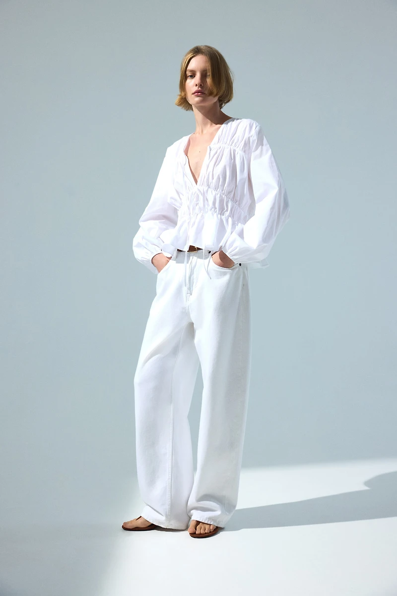 Drawstring Poplin Blouse