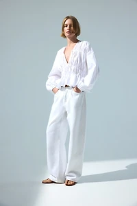 Drawstring Poplin Blouse