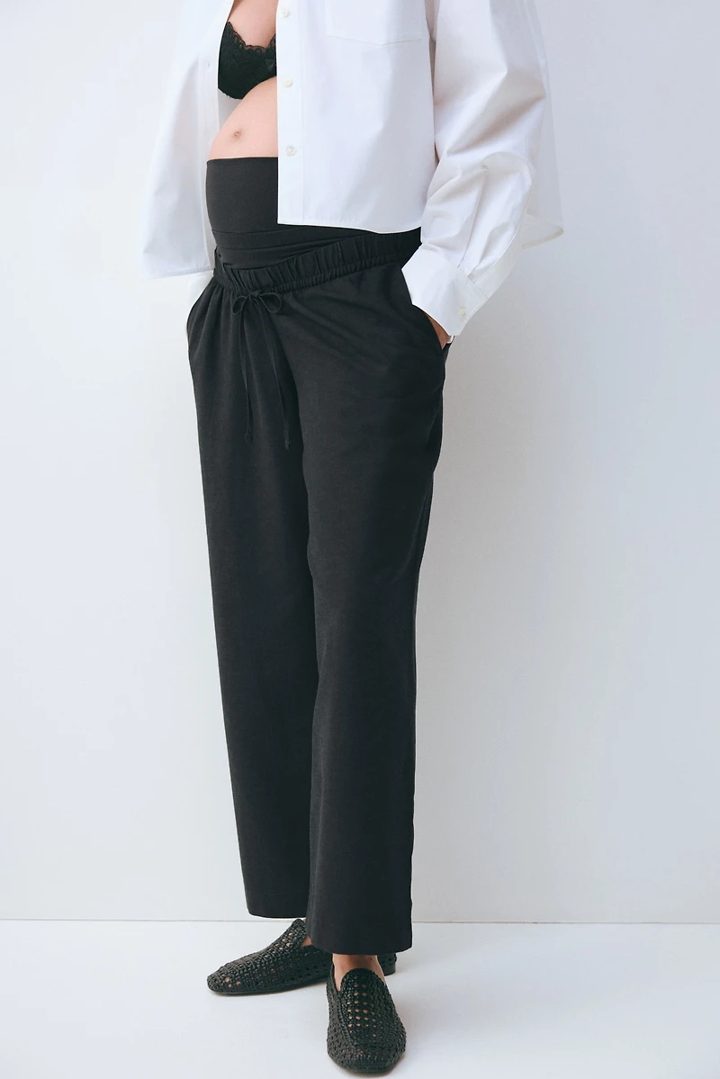 MAMA Linen-Blend Drawstring Pants