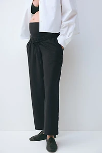 MAMA Linen-Blend Drawstring Pants