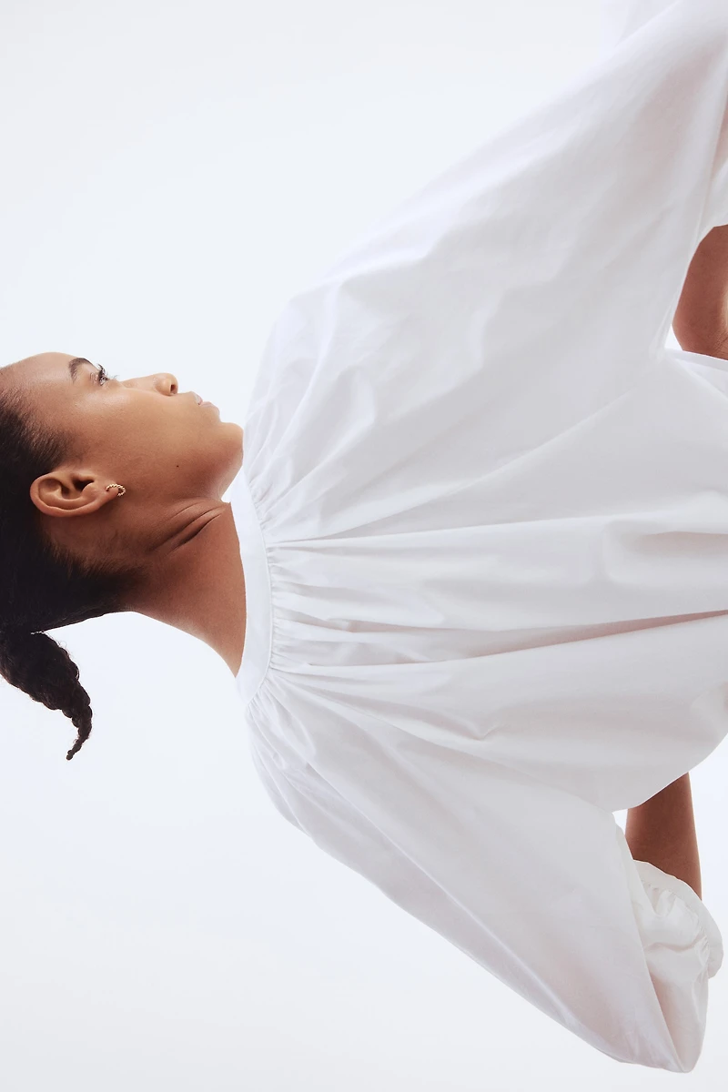 Balloon-Sleeved Poplin Blouse