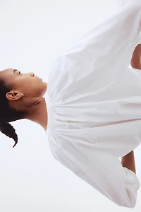 Balloon-Sleeved Poplin Blouse