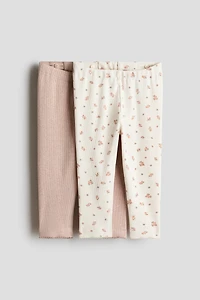 Lot de 2 leggings en coton côtelé