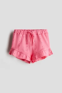 Jersey Shorts with Eyelet Embroidery