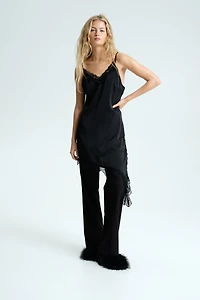 Lace-Trimmed Satin Dress